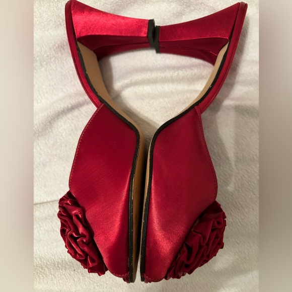 Vintage Daniel Green satin rosette mules heels -see measurements 1950’s - Picture 4 of 13